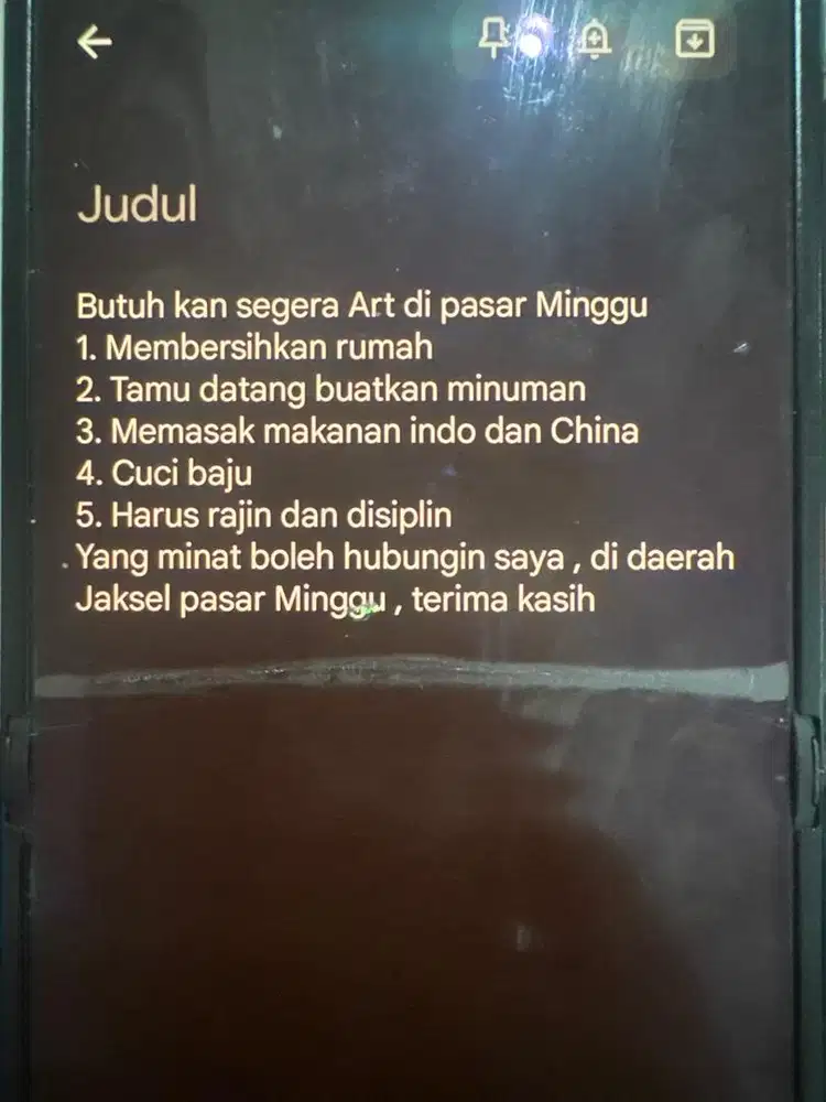 Butuhkan segera