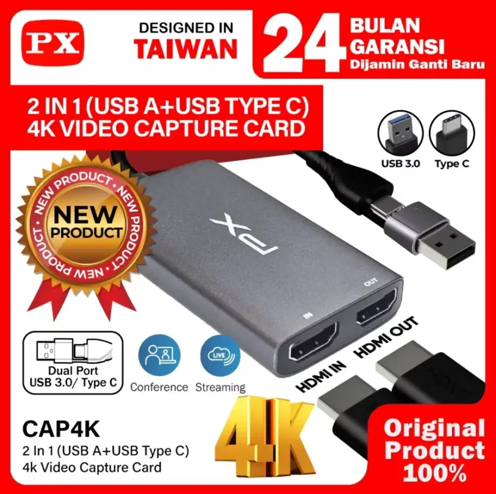 Video Capture HDMI Card Video USB3.0 USB Type C with Loop PX CAP4K
