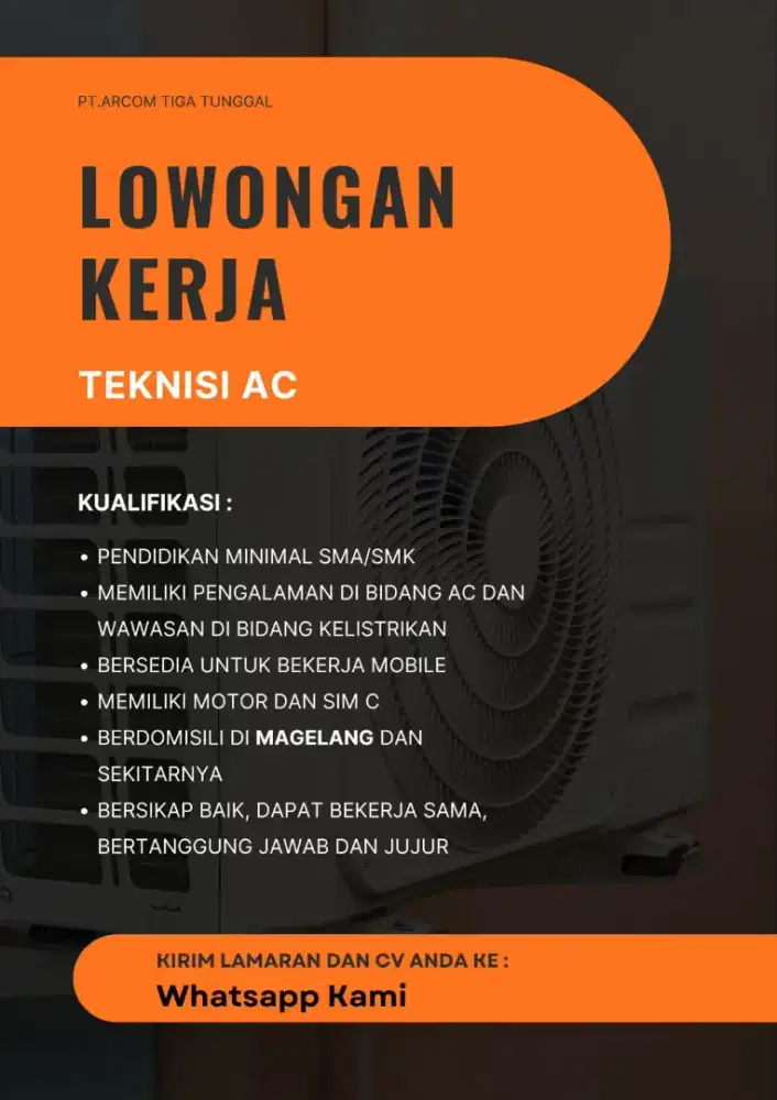 Lowongan Kerja TEKNISI AC