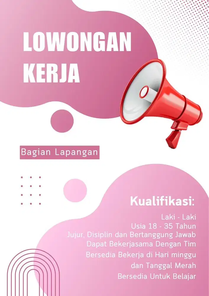 Dibutuhkan tenaga kerja lapangan!