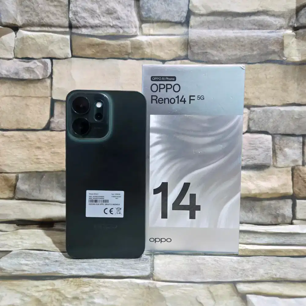 Oppo Reno 14F 5G 8/256 Green Kelengkapan Hp dan Dos aja,segel mulus