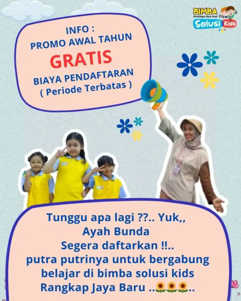 Bimbingan Belajar Anak Usia Dini 3-7th