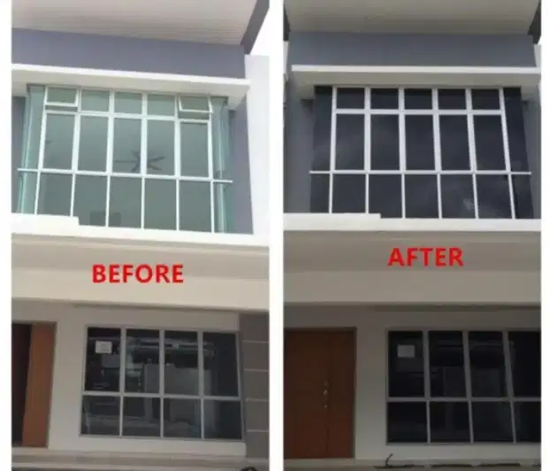 Stiker kaca film gedung sandblast one way Cutting sticker Oracal rumah