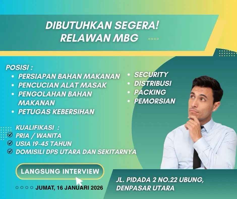 DIBUTUHKAN SEGERA! RELAWAN MBG