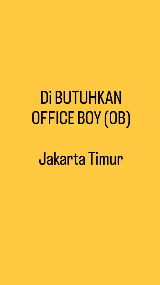 Posisi Office Boy - Jakarta Timur