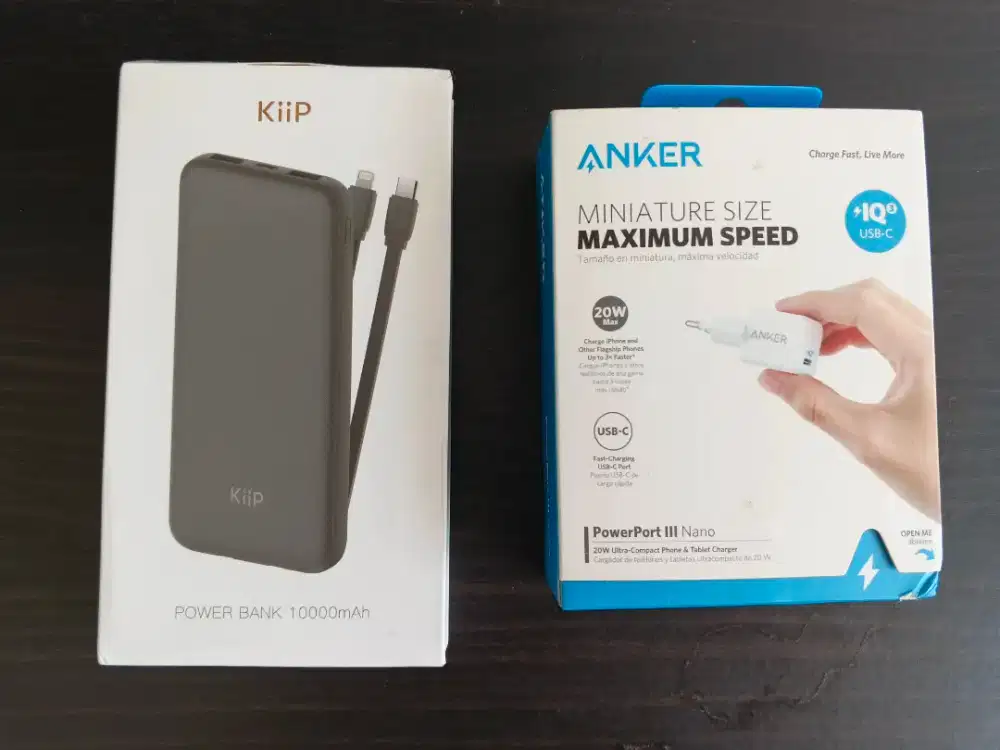 adaptor charger ANKER 20watt powerbank KIIP 10.000mAh
