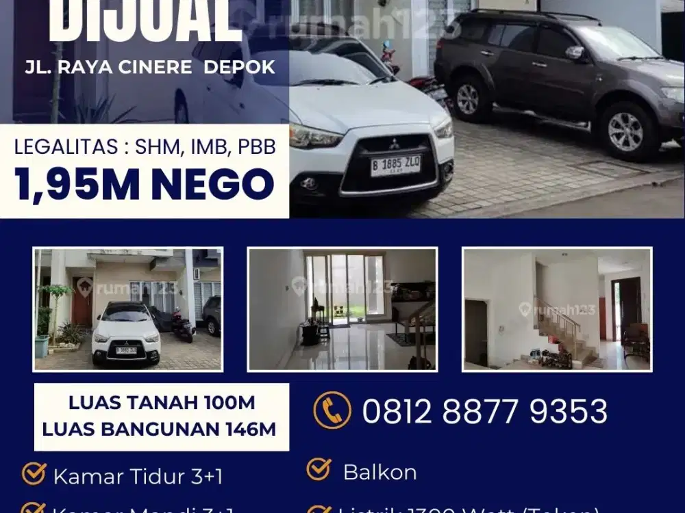 Rumah 2 Lantai dalam Cluster di Jl. Cinere Raya , Depok