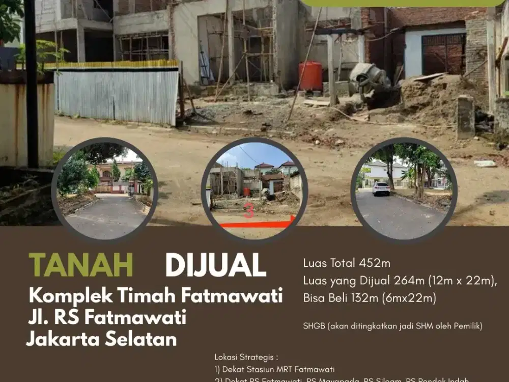 Tanah Murah 264m di Komplek TIMAH Fatmawati, Jakarta Selatan.