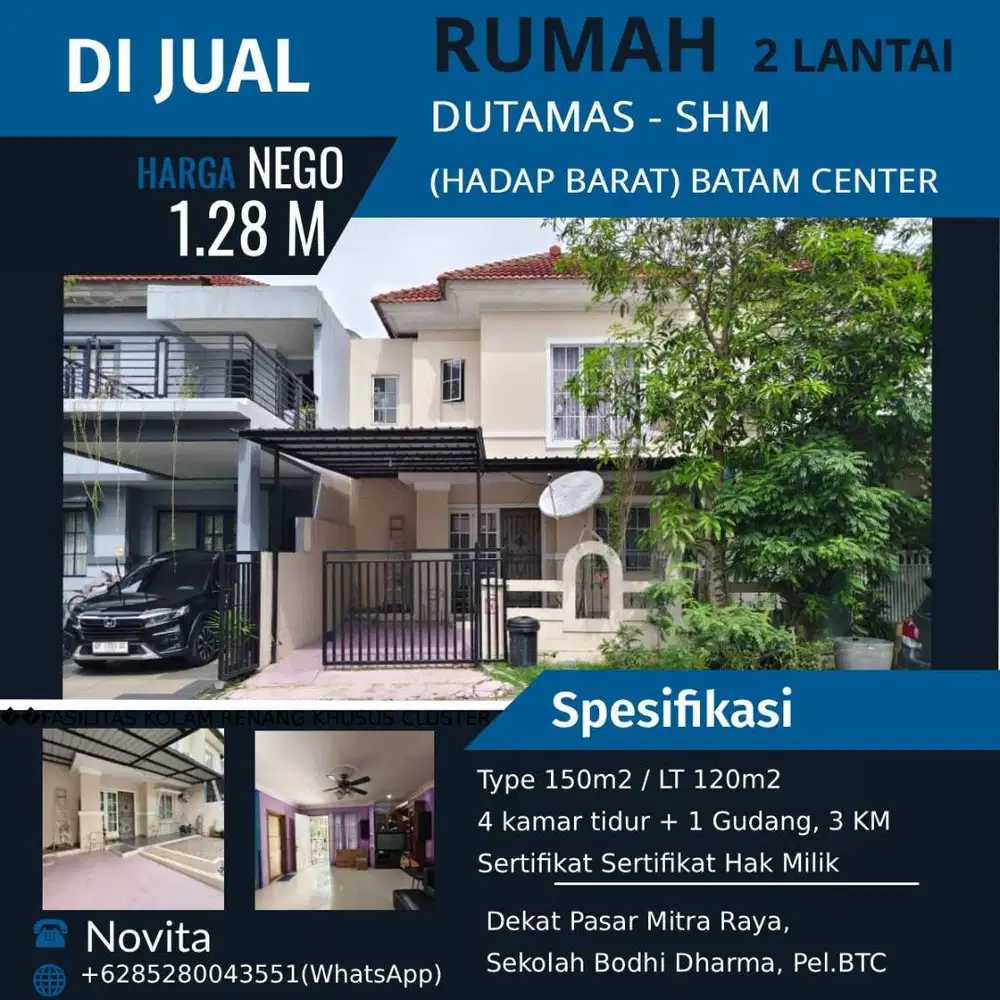 Dijual Cepat‼️  Rumah 2 Lantai Dutamas, Batam Center