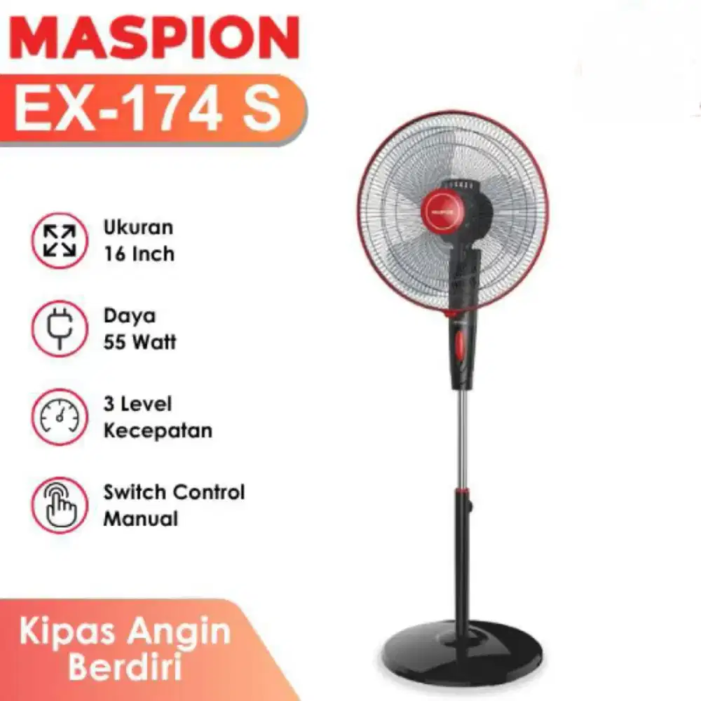 Kipas Angin Maspion Stand Fan - EX-174 - hitam