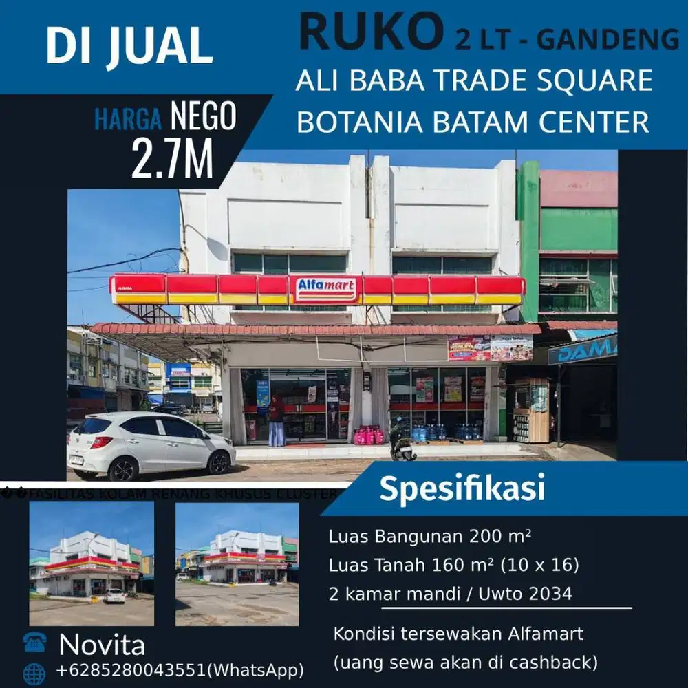2 Unit Ruko 2Lantai (gandeng) di Ali Baba Trade Square, Botania Batam