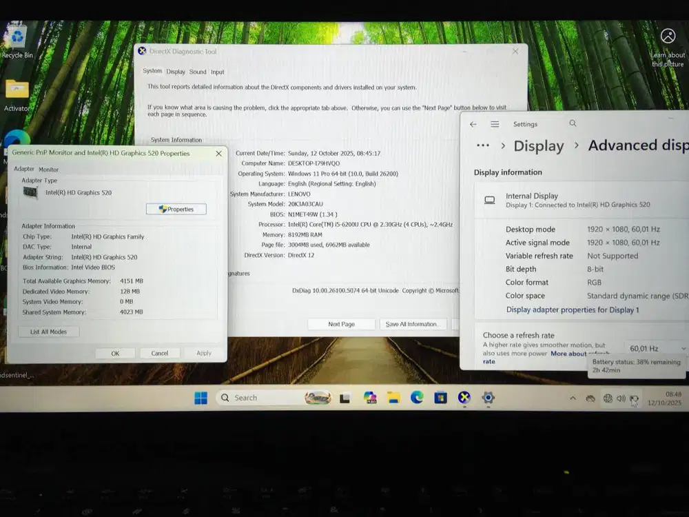 LENOVO THINKPAD X1 CARBON i5 6200U RAM 8GGB & SSD 256GB