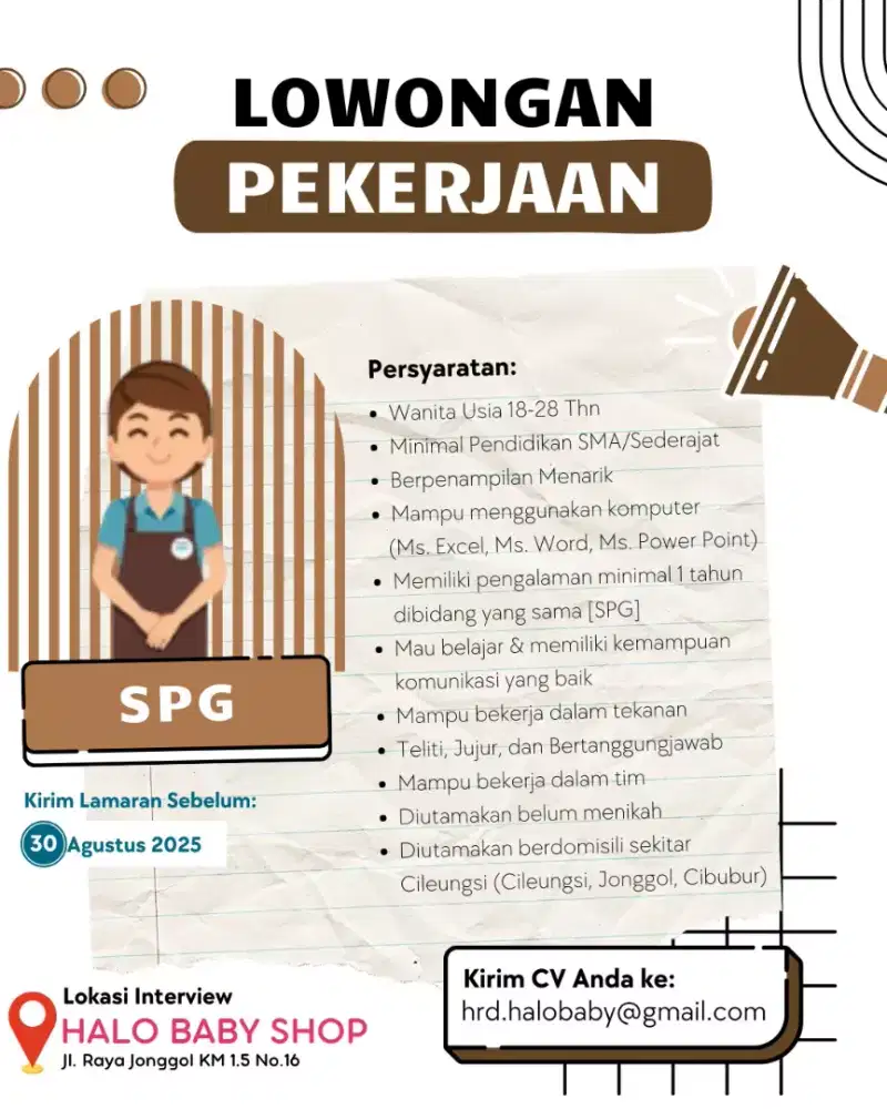 LOWONGAN KERJA HALO BABY SHOP
