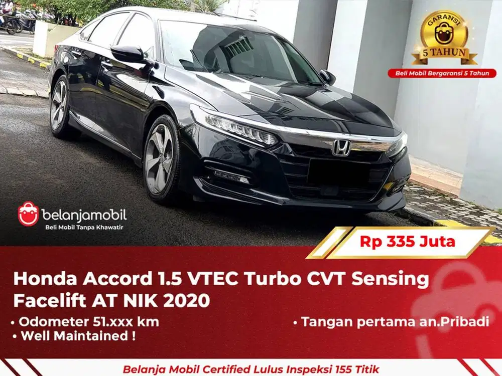 [ GARANSI 5TH ] Honda Accord 1.5 VTEC Turbo CVT AT Hitam 2020/2021