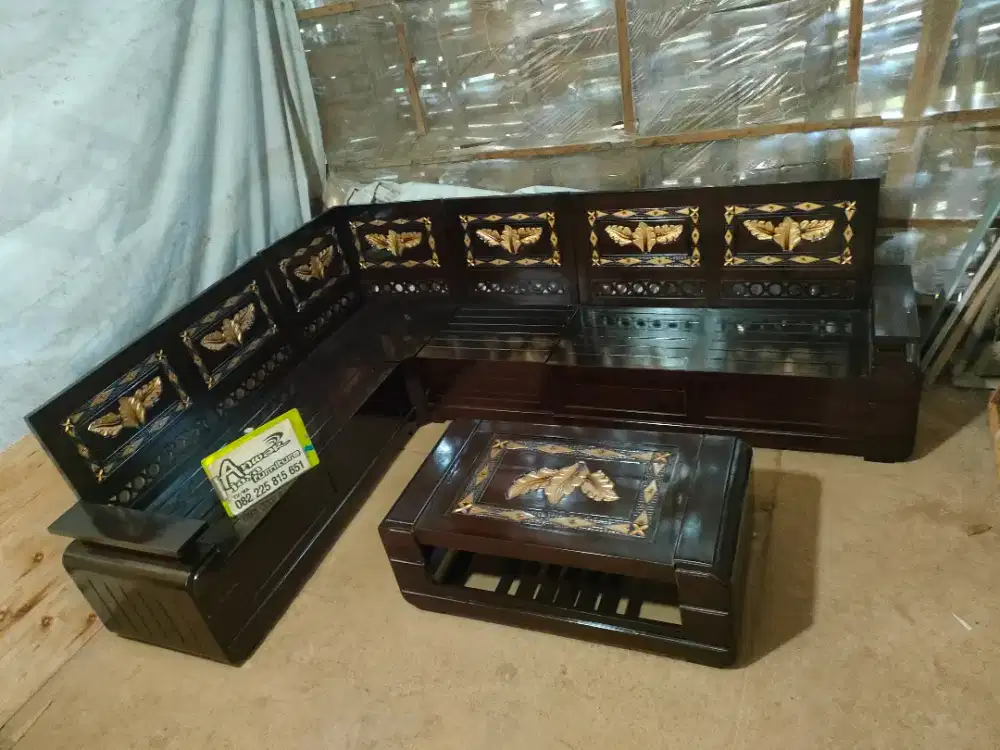 Kursi tamu sudut minimalis full kayu jati