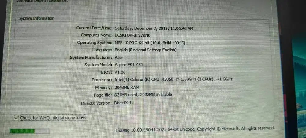 Laptop Acer ES1-431 Intel celeron N3050