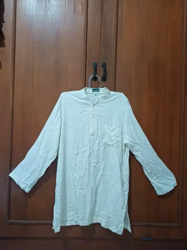 Kemeja Kurta Beshara Putih Size L - White Oversized Shirt Unisex