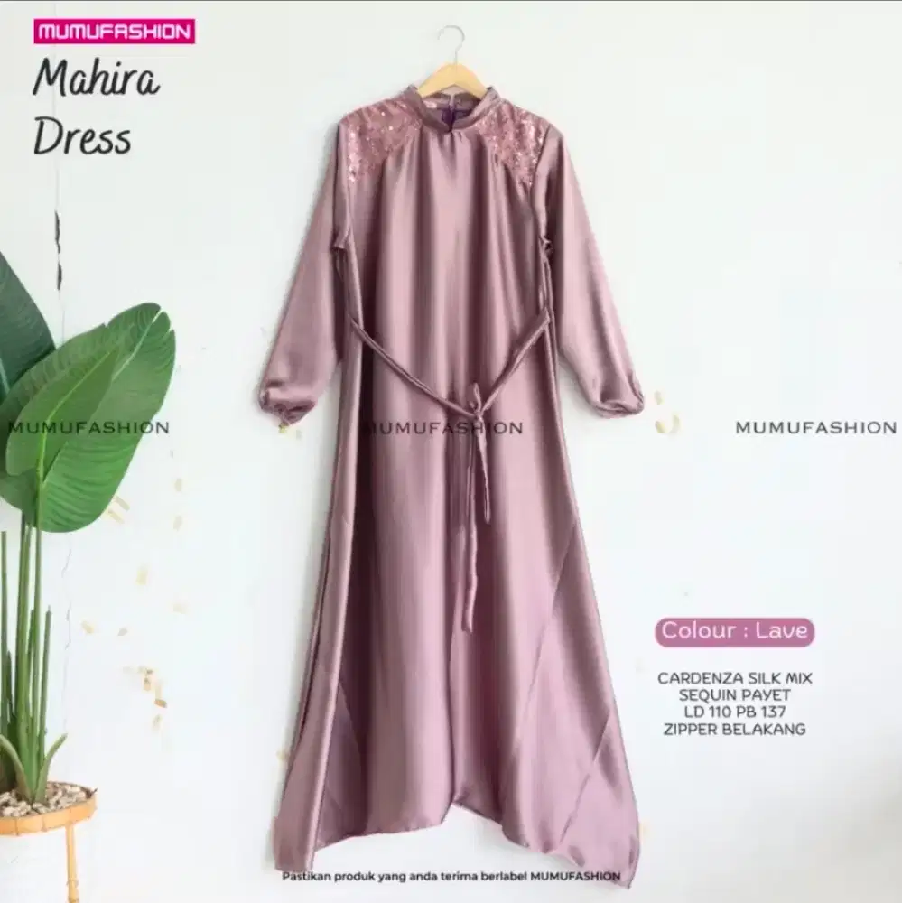 MAHIRA DRESS CARDENZA SILK PREMIUM + JILBAB Gamis Lebaran Wanita