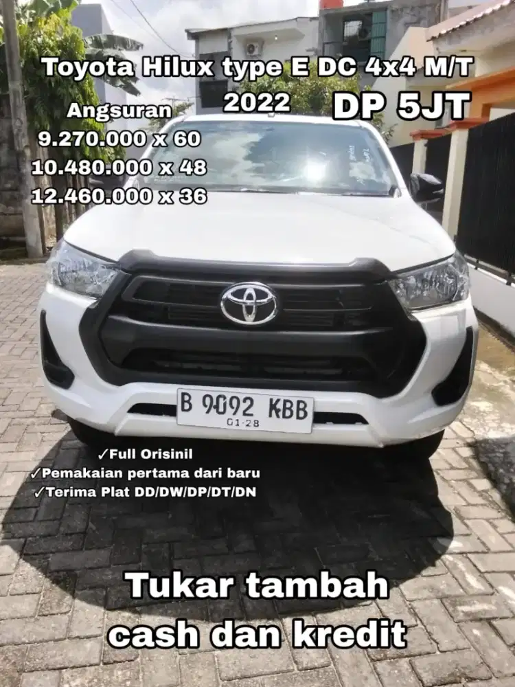 Dp 7jt !! Hi Lux D.Cabin 4x4 type E tahun 2022