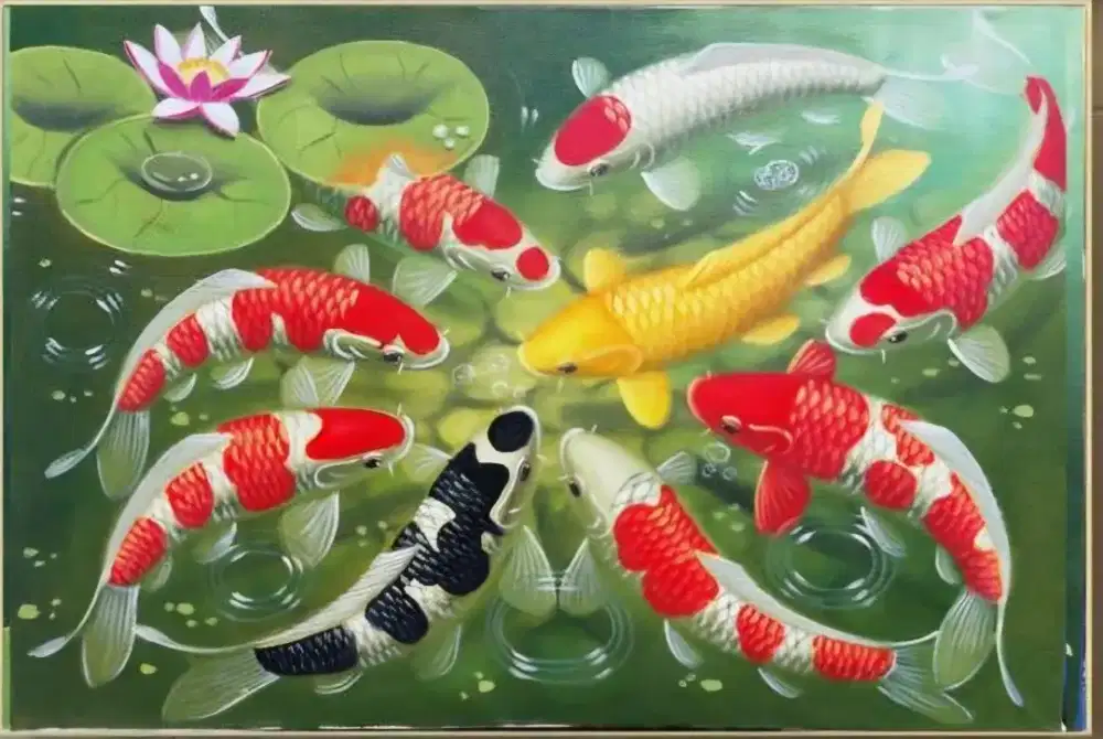 Lukisan kanvas ikan koi