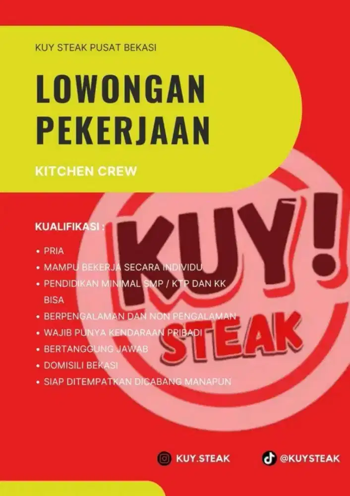 Dibuka loker untuk jaga stand kuy steak viral