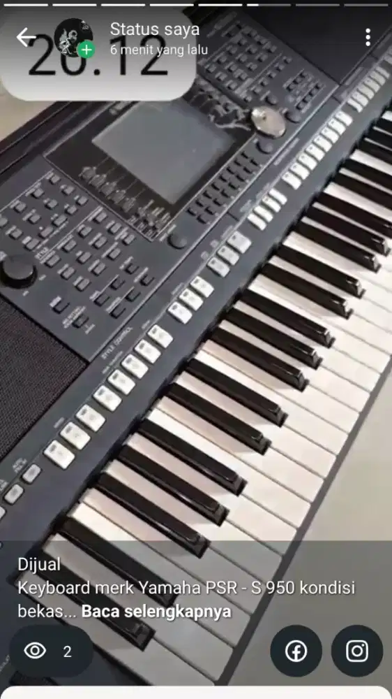 Dijual
Keyboard merk Yamaha PSR - S 950 kondisi bekas seperti baru