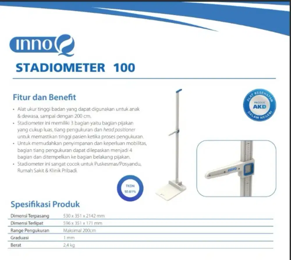 Stadiometer 100 / Alat Pengukur Tinggi Badan ( Medical Grade )
