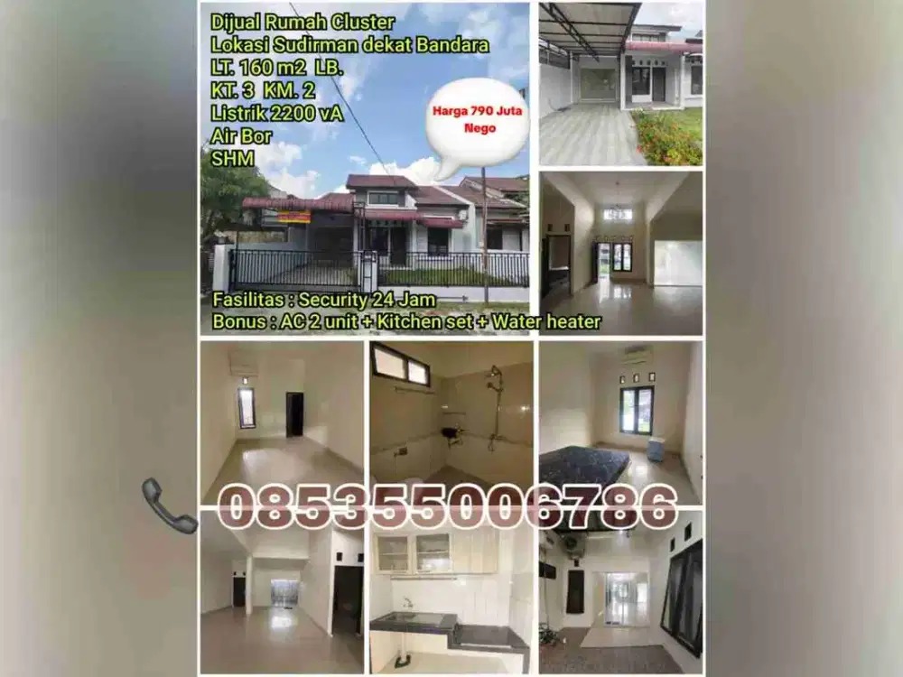 dijual rumah cluster lokasi sudirman dekat bandara