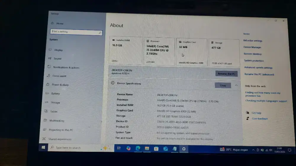 Laptop toshiba r732 nego tipis