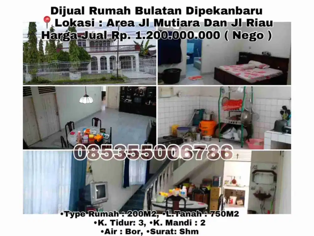 dijual rumah bulatan jl mutiara dan jl riau