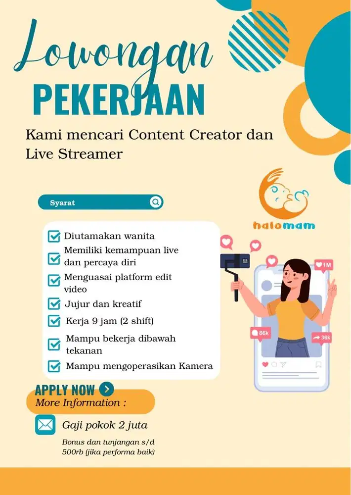 Lowongan Konten dan Live Streamer