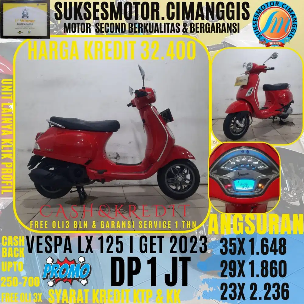 DP 1 JT VESPA LX 125 I GET TERMURAH CASHBACK UPTO 700RBU FREE OLI3X