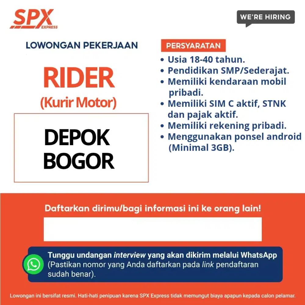 LOWONGAN KURIR MOTOR