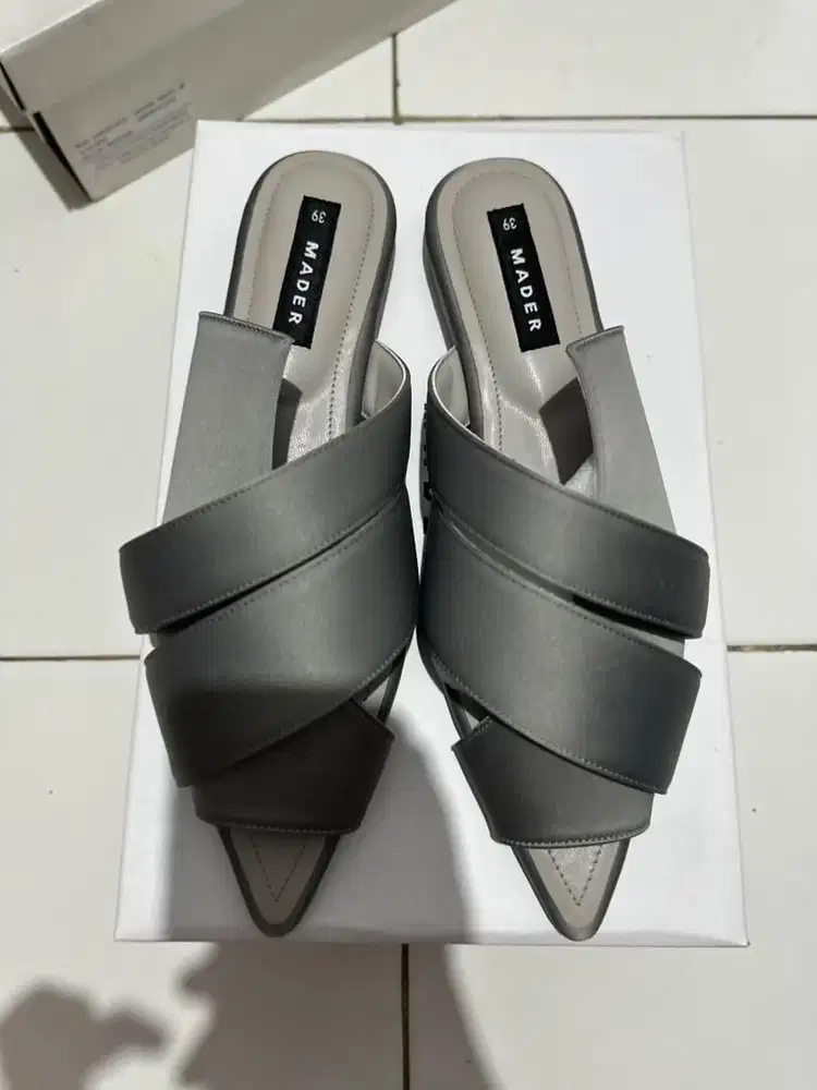 Mader Open Toe Mules Satin Grey
