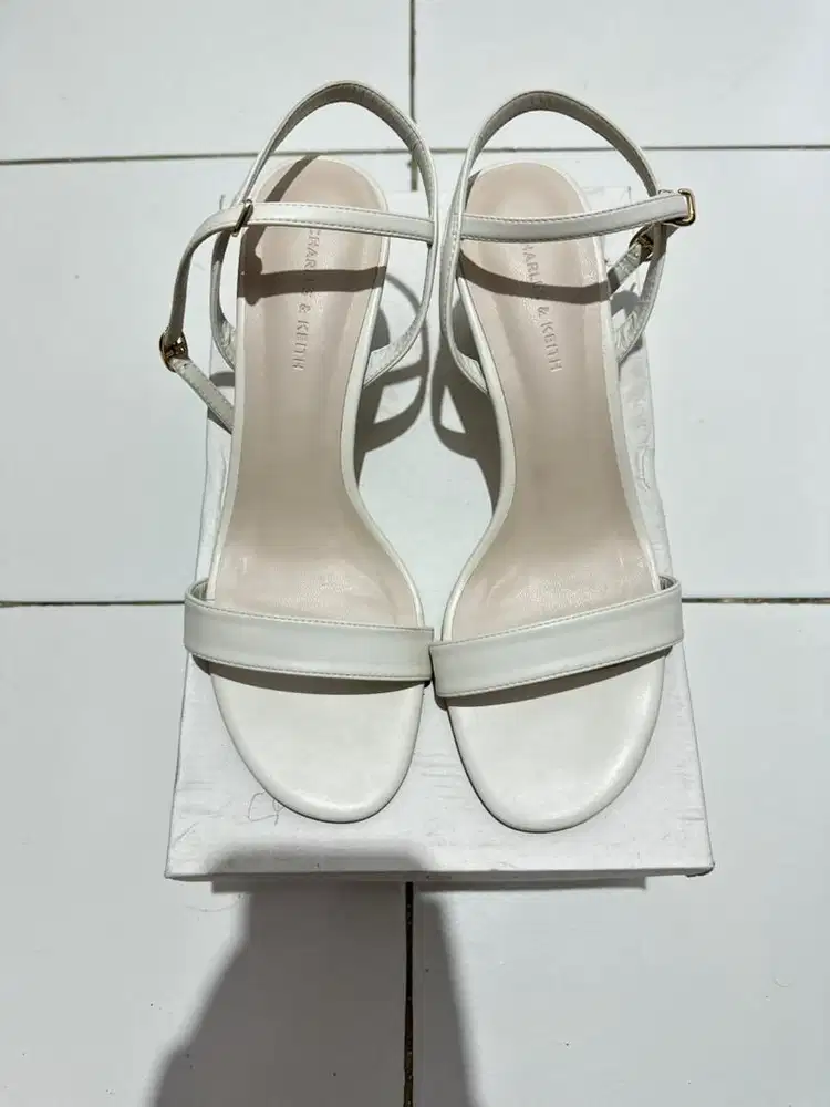 Charles & Keith White Heeled Sandals Original