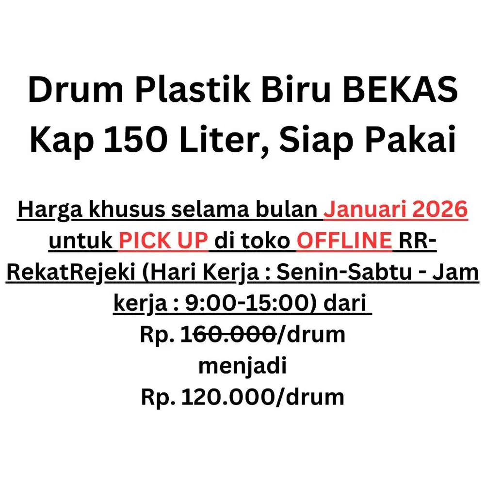 Drum Plastik Biru BEKAS Kapasitas 150 Liter