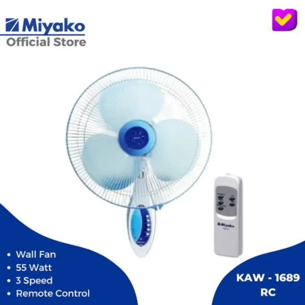 Kipas angin miyako remot miyako KAW 1689RC 16 inch