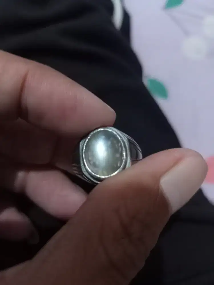 Batu Cincin Akik Permata Natural Moonstone Cat Eye Biduri Bulan Ceylon