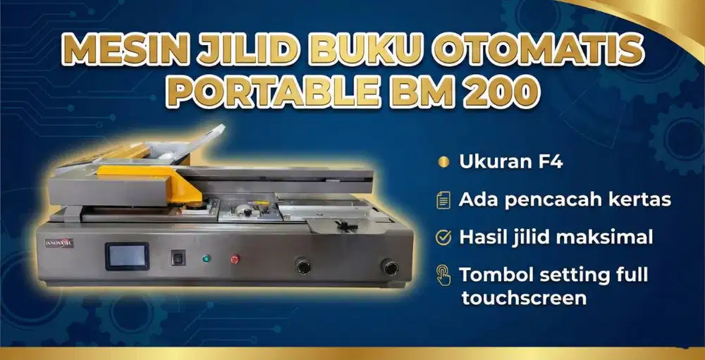MESIN JILID BUKU OTOMATIS PORTABLE BM 200 UKURAN A4 TIPE PREMIUM