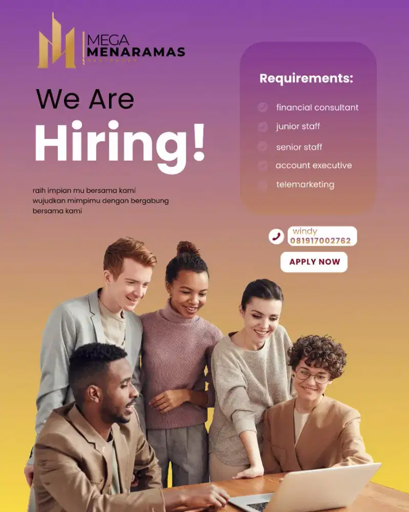 Dibutuhkan pria wanita yg mampu kerja tim