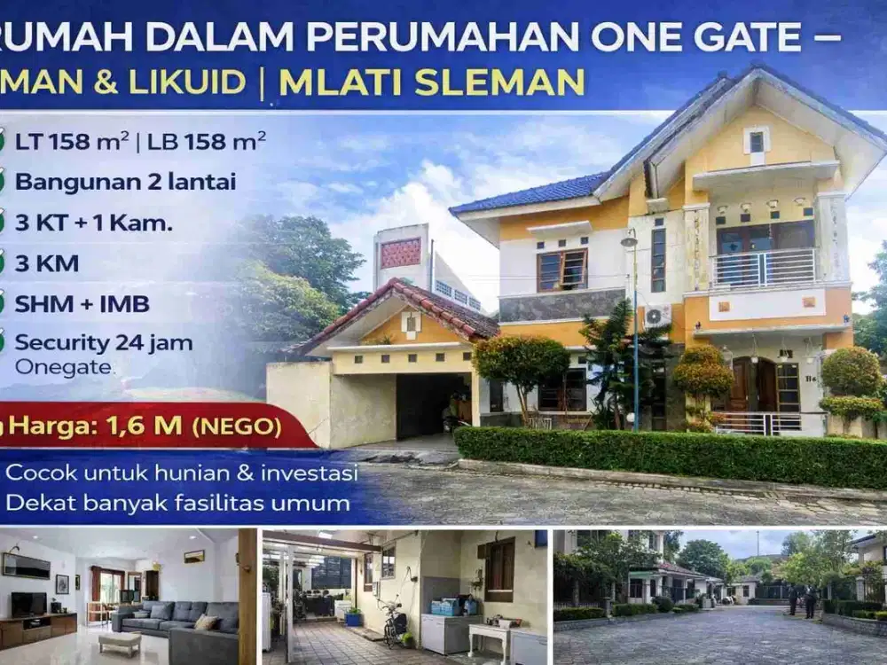 RUMAH DALAM PERUMAHAN ONE GATE – AMAN & LIKUID | MLATI SLEMAN