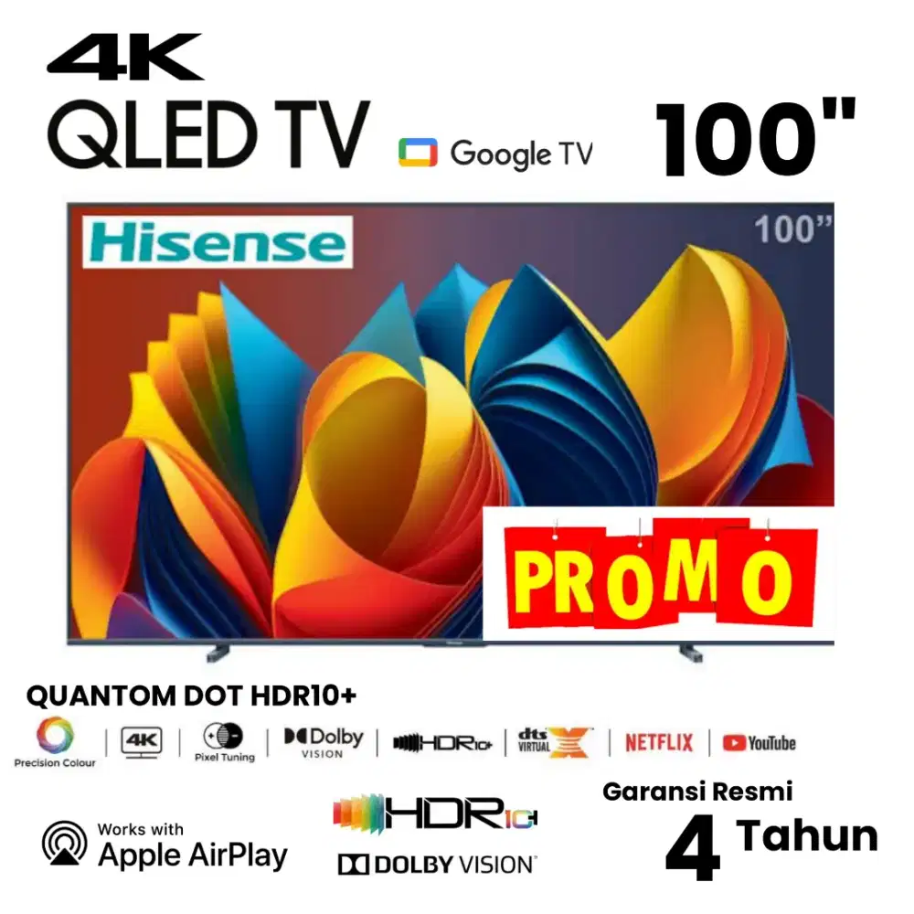HISENSE QLED 4K Google TV 100 Inch Dolby Atmos 100Q6N HDR10+ Airplay