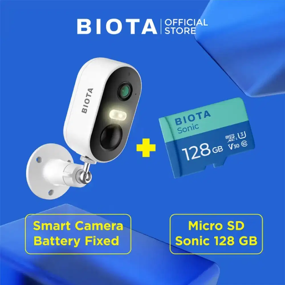 CCTV Wifi - BIOTA Camera Battery Fixed + MicroSD 128GB