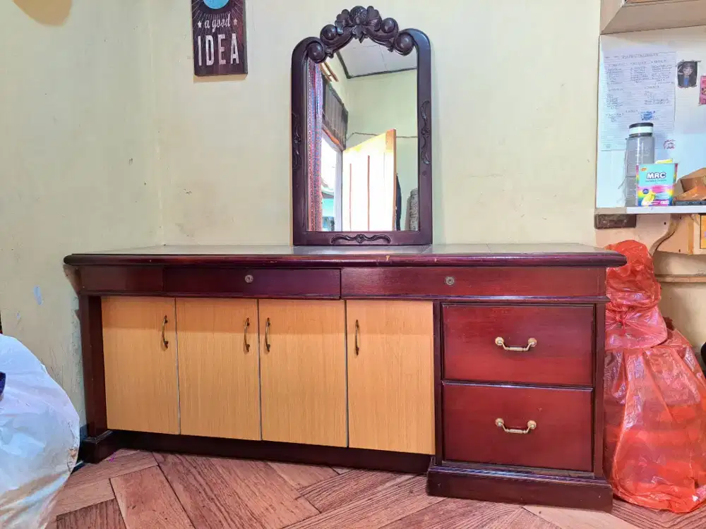 Meja Kaca Cermin Like New