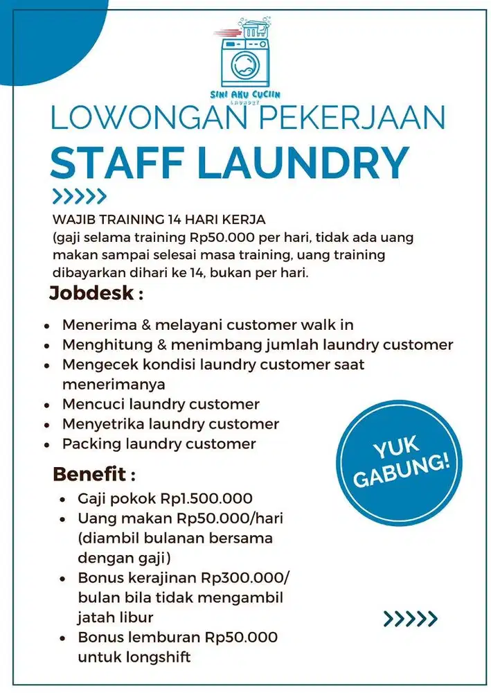 karyawan laundry cuci setrika