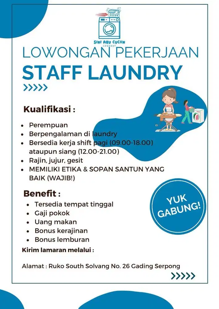 karyawan laundry cuci setrika