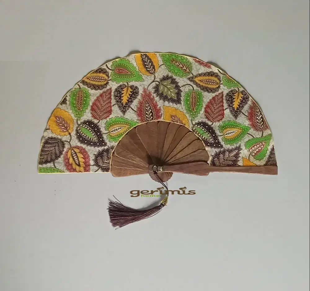 kipas batik rangka kayu premium 23 cm