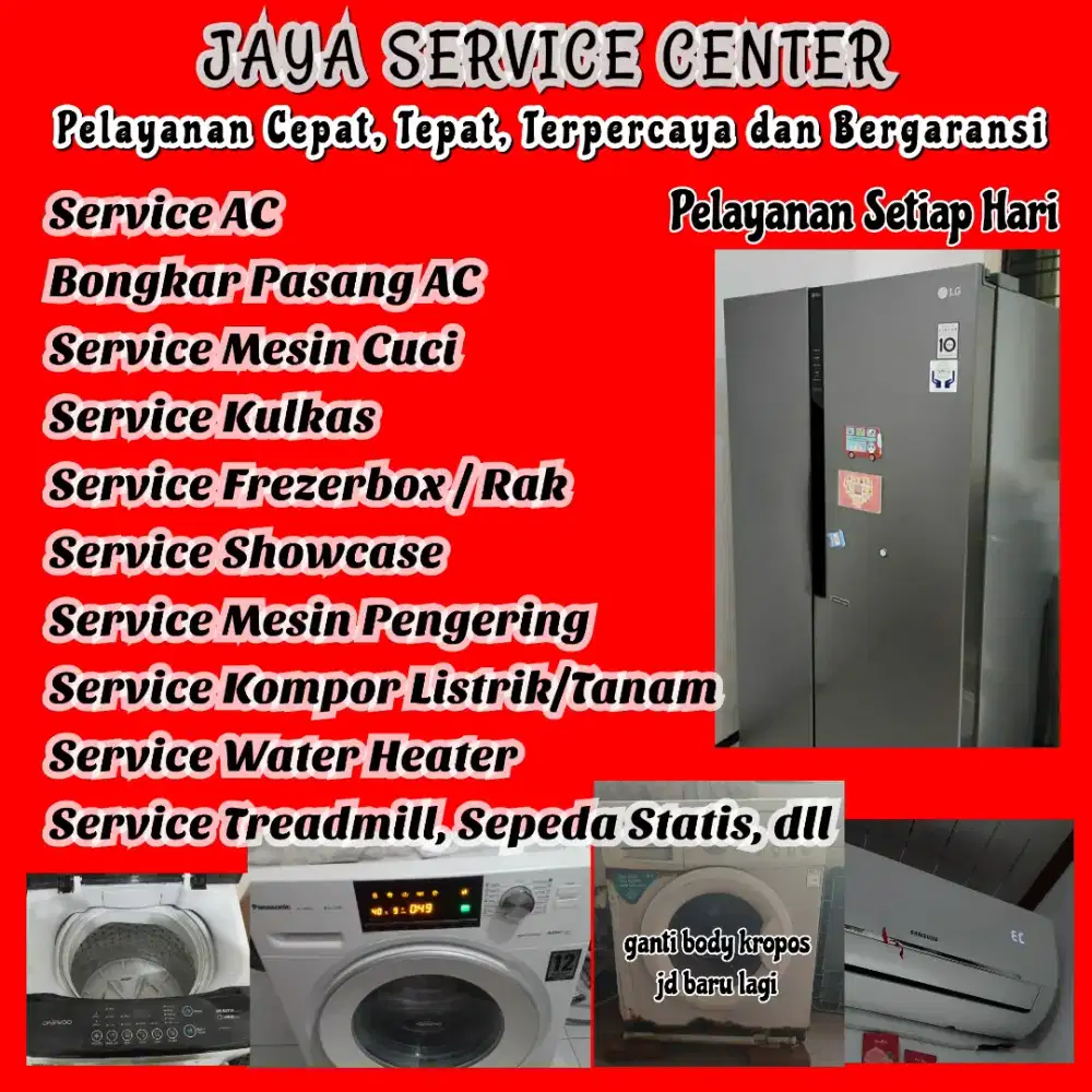 Service Mesin Cuci AC Kulkas Frezer Bongkar Pasang AC Servis Treadmill