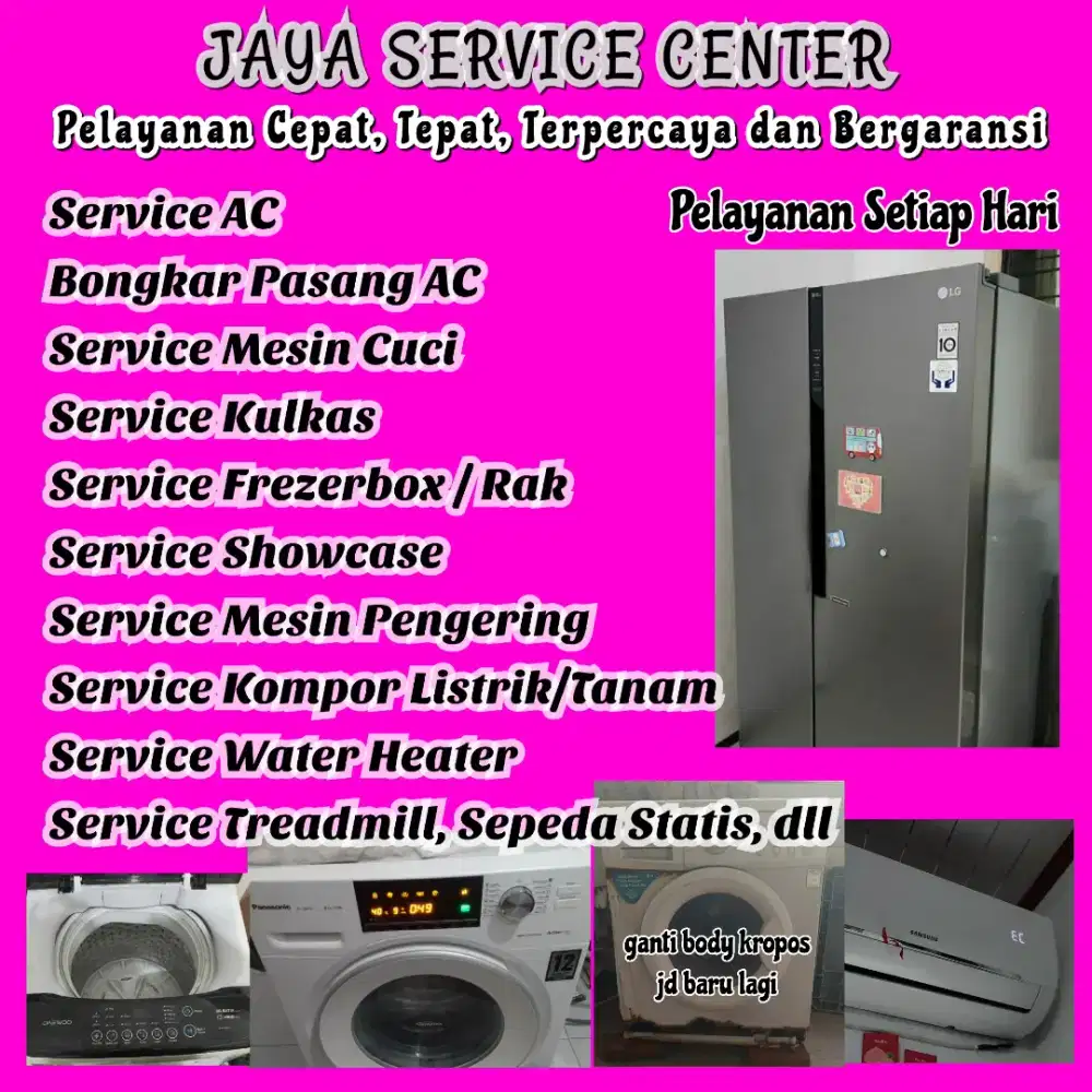 Service AC Kulkas Mesin Cuci Frezer Bongkar Pasang AC Servis Treadmill