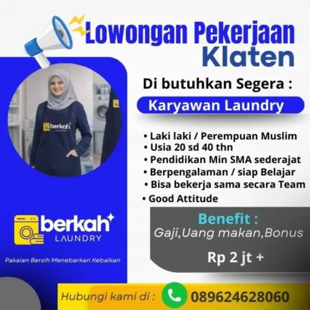Loker karyawan Laundry Klaten